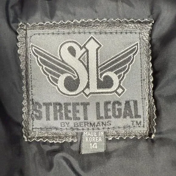 Vintage Bermans Street Legal Black Leather Fringe Motorcycle Jacket Women’s 14 - Picture 4 of 14